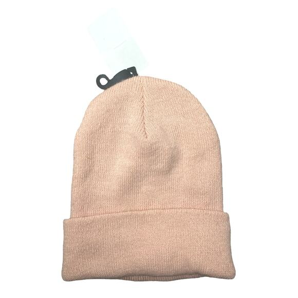 NEW Carhartt Women's Pink Knit Cuffed Fold Up Logo Patch Beanie Cap Hat One Size - Picture 2 of 4